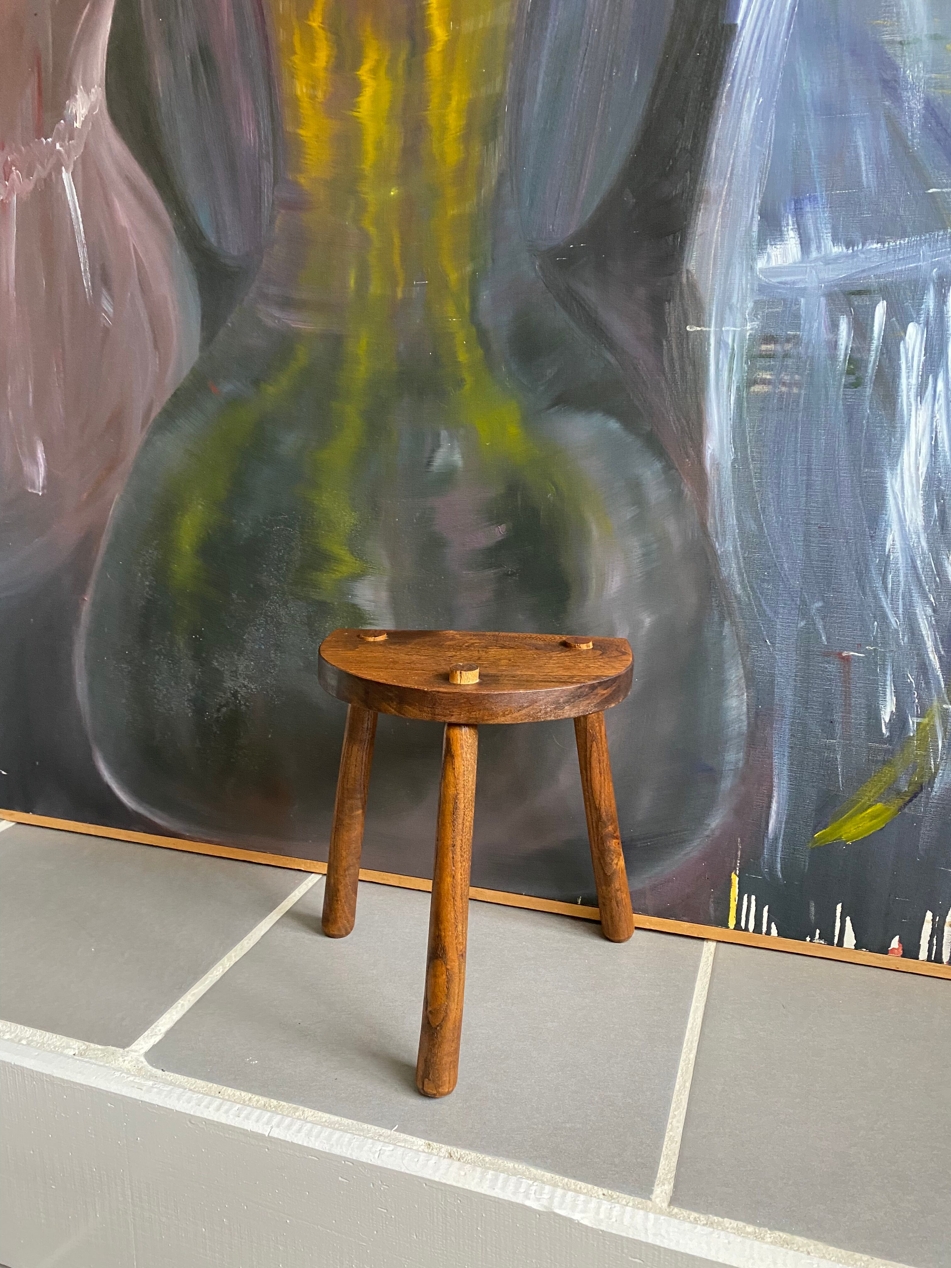 Vintage tripod wood farm stool