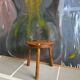 Tabouret de ferme bois tripode vintage