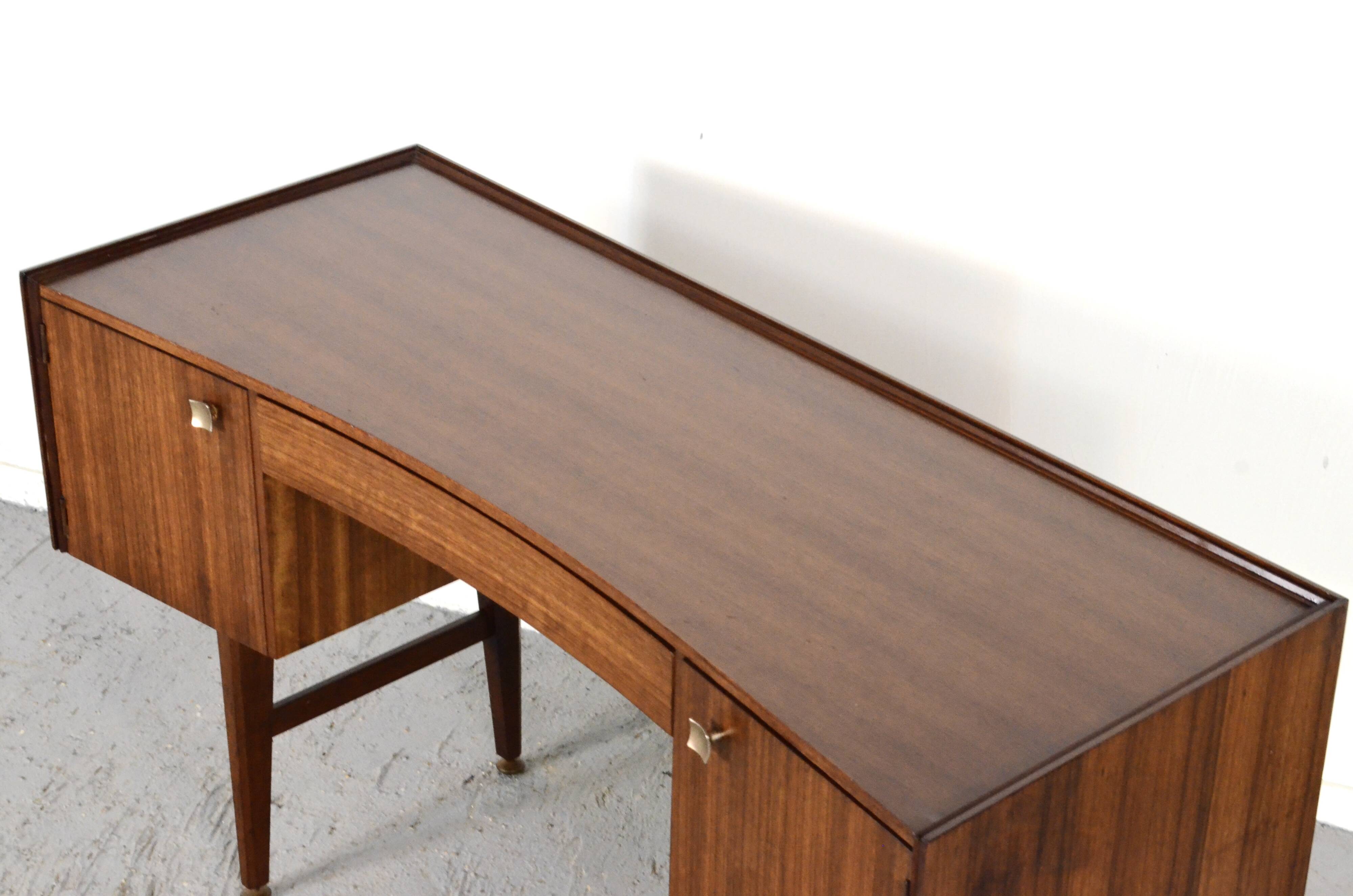 Midcentury Meredew Desk In Walnut And Brass.