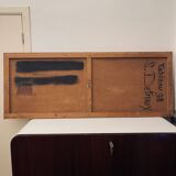 Orange and black abstract painting, oil on panel, Serge Detriaux, 1998