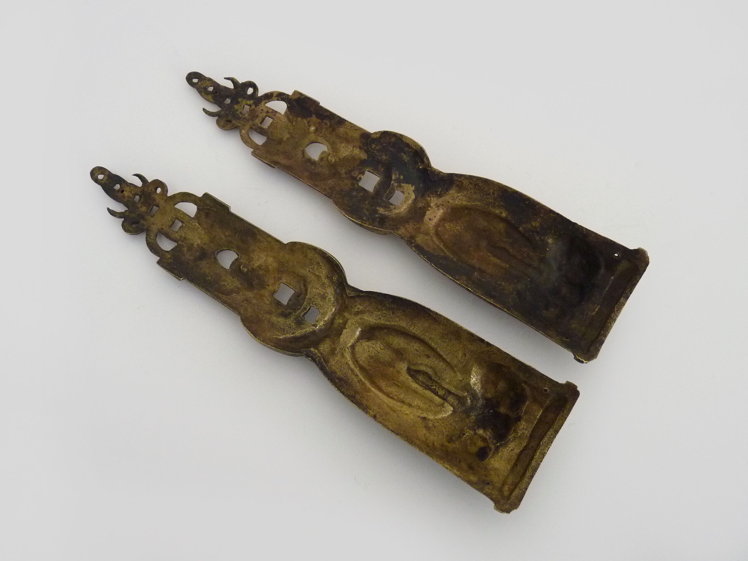Pair of pharmacy storefront, doctor, caduceus bronze medicine. Early twentieth century