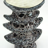 Ceramic pagoda vase - Fat Lava glaze - Vallauris France - vintage 60s