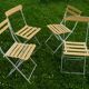 Lot de 4 chaises de jardin pliantes à lattes vintage 1940