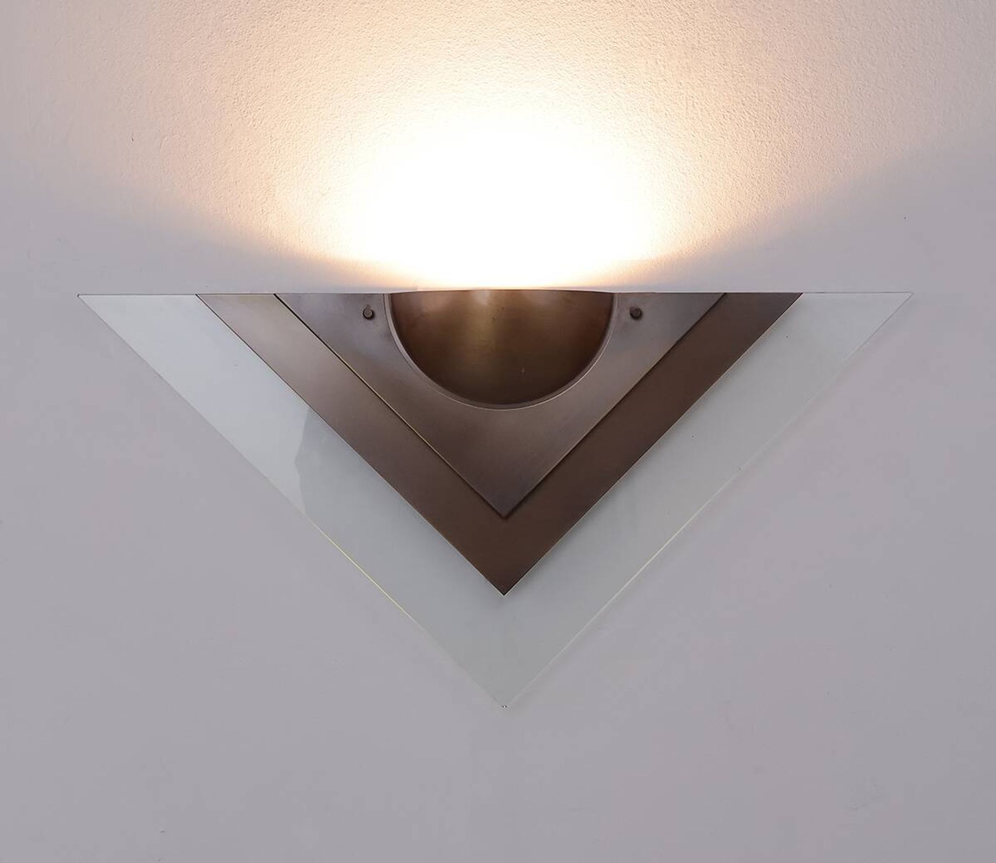 Dutch Design copper colored wall lamp with glass, Dijkstra 1980s