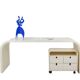 Desk and its cardboard box in white lacquered plywood. 1970s.