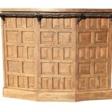 Counter, bar cabinet in solid wood and wrought iron