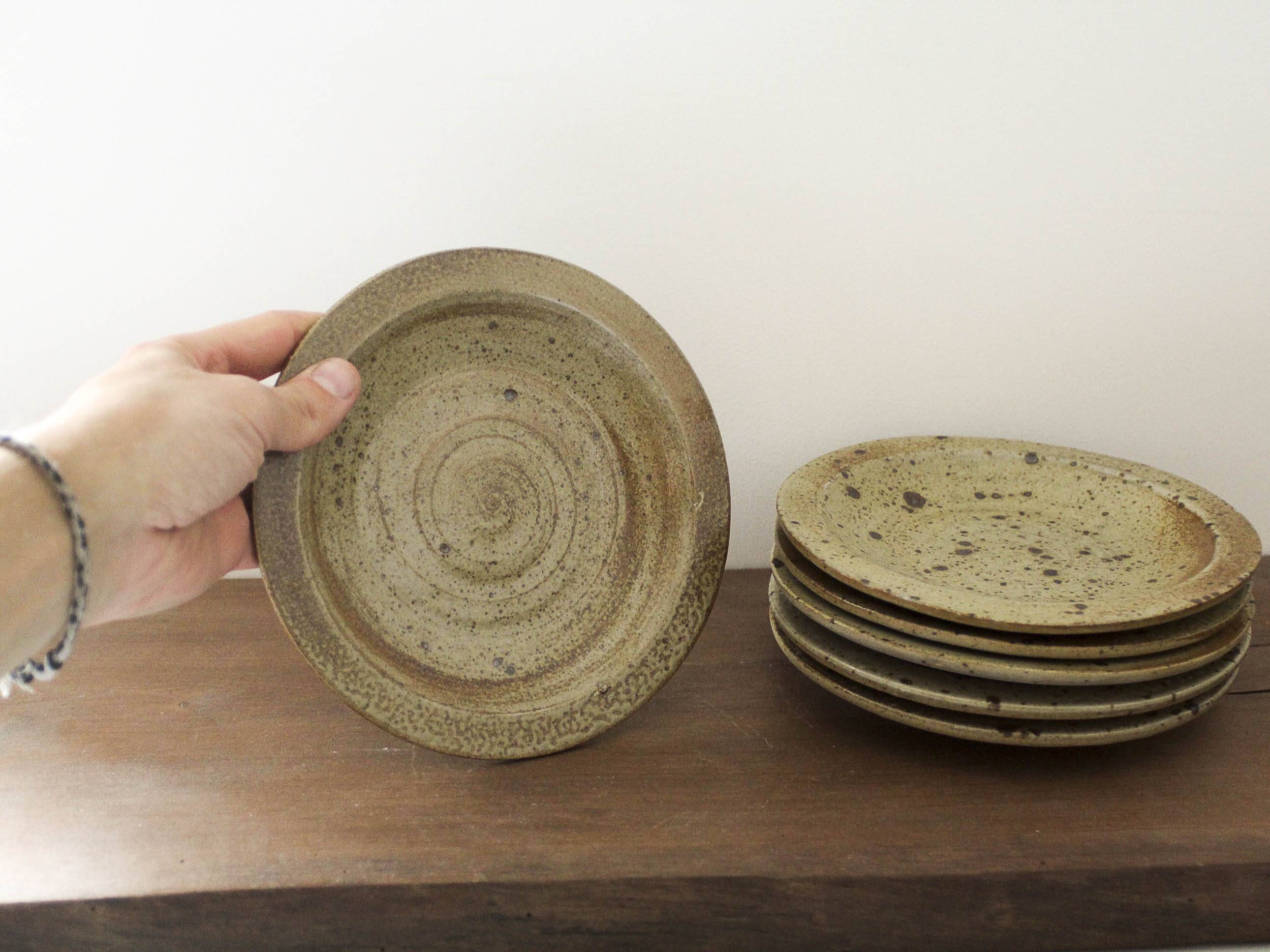 6 pyrite stoneware dessert plates