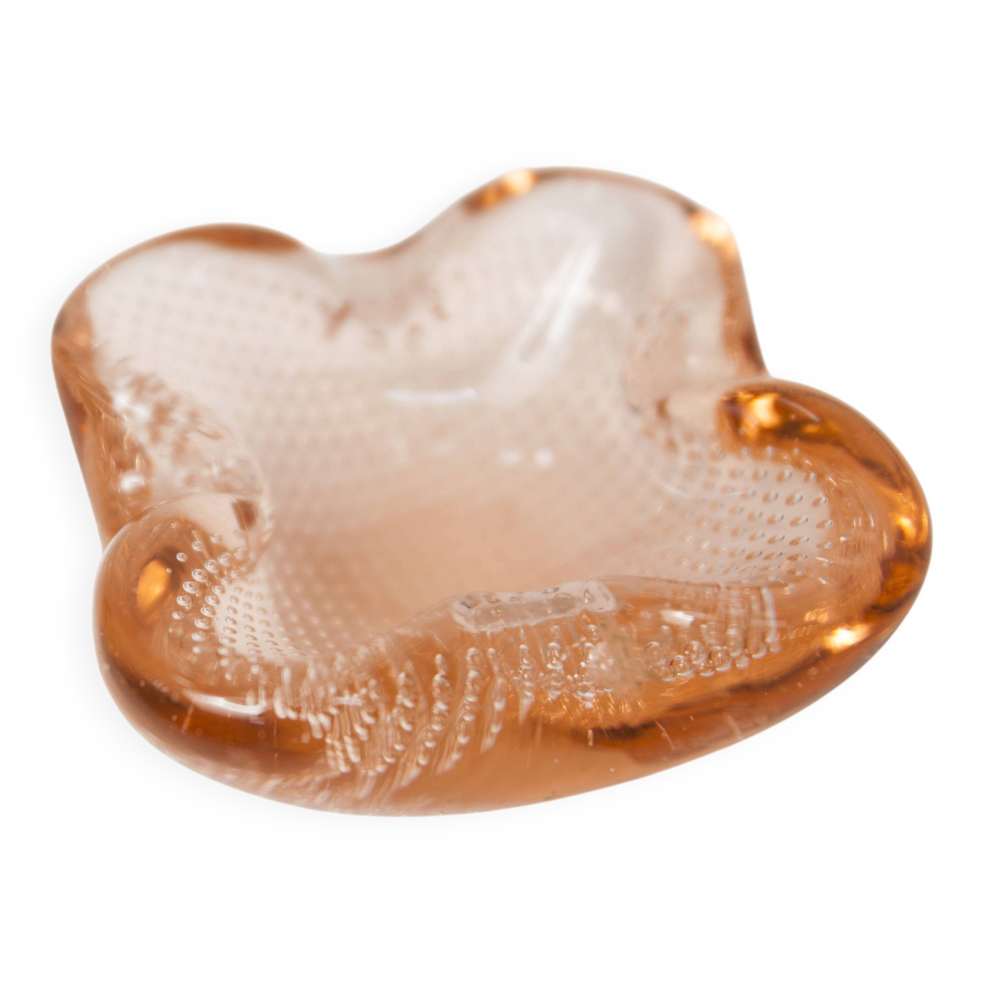 Murano ashtray, pink with bubbles, 1960, 7.5cm