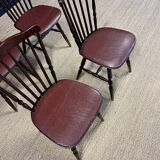 Set of 4 Tacoma Baumann bistro chairs in dark wood and brown leatherette