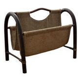 Porte-revues en rotin et jute vintage | Style bohème des années 50 | 197