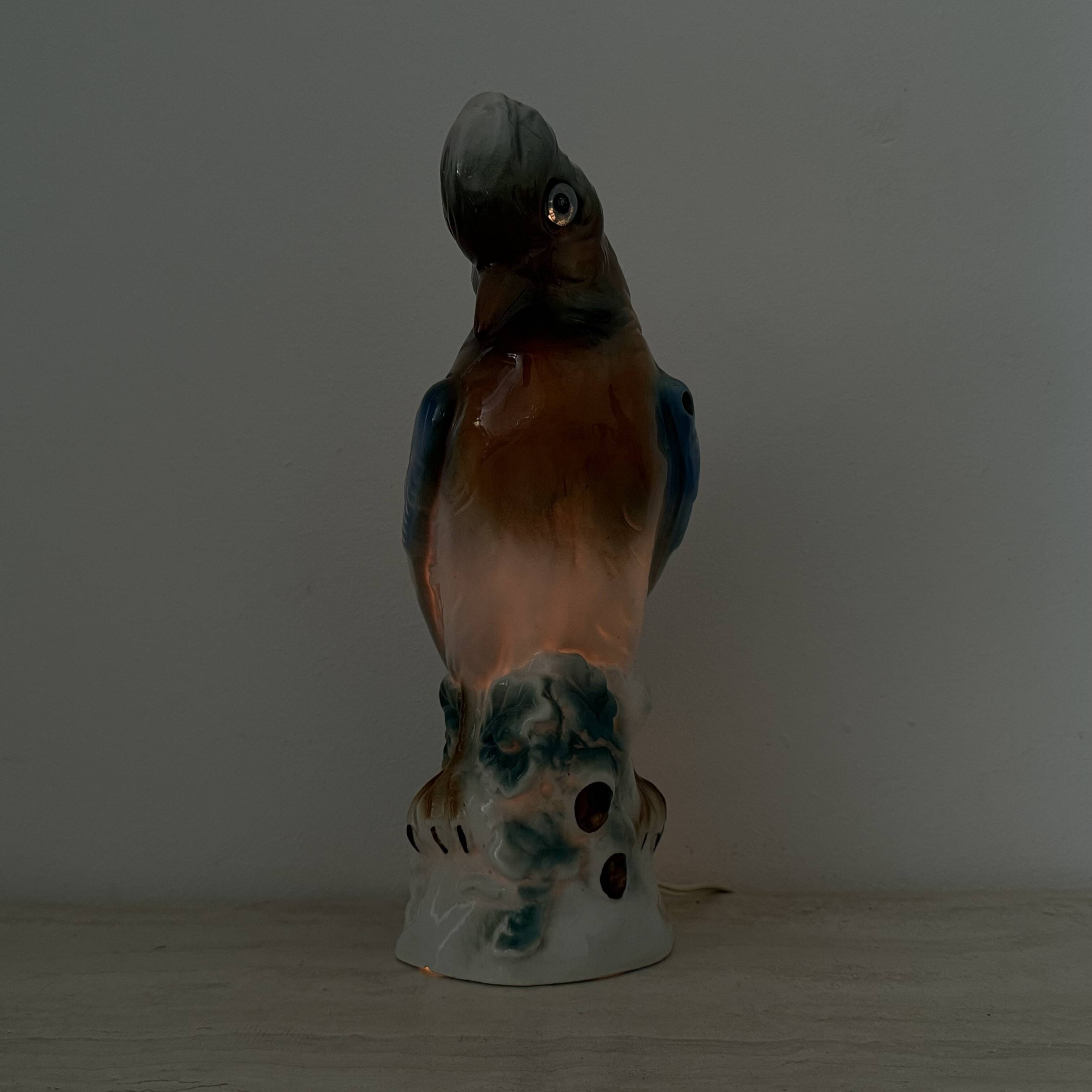 Vintage porcelain Parfume lamp bird , 1950s