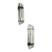 Pair of Venini half-moon wall lights – cut crystal glass & brass, Italy 1970s