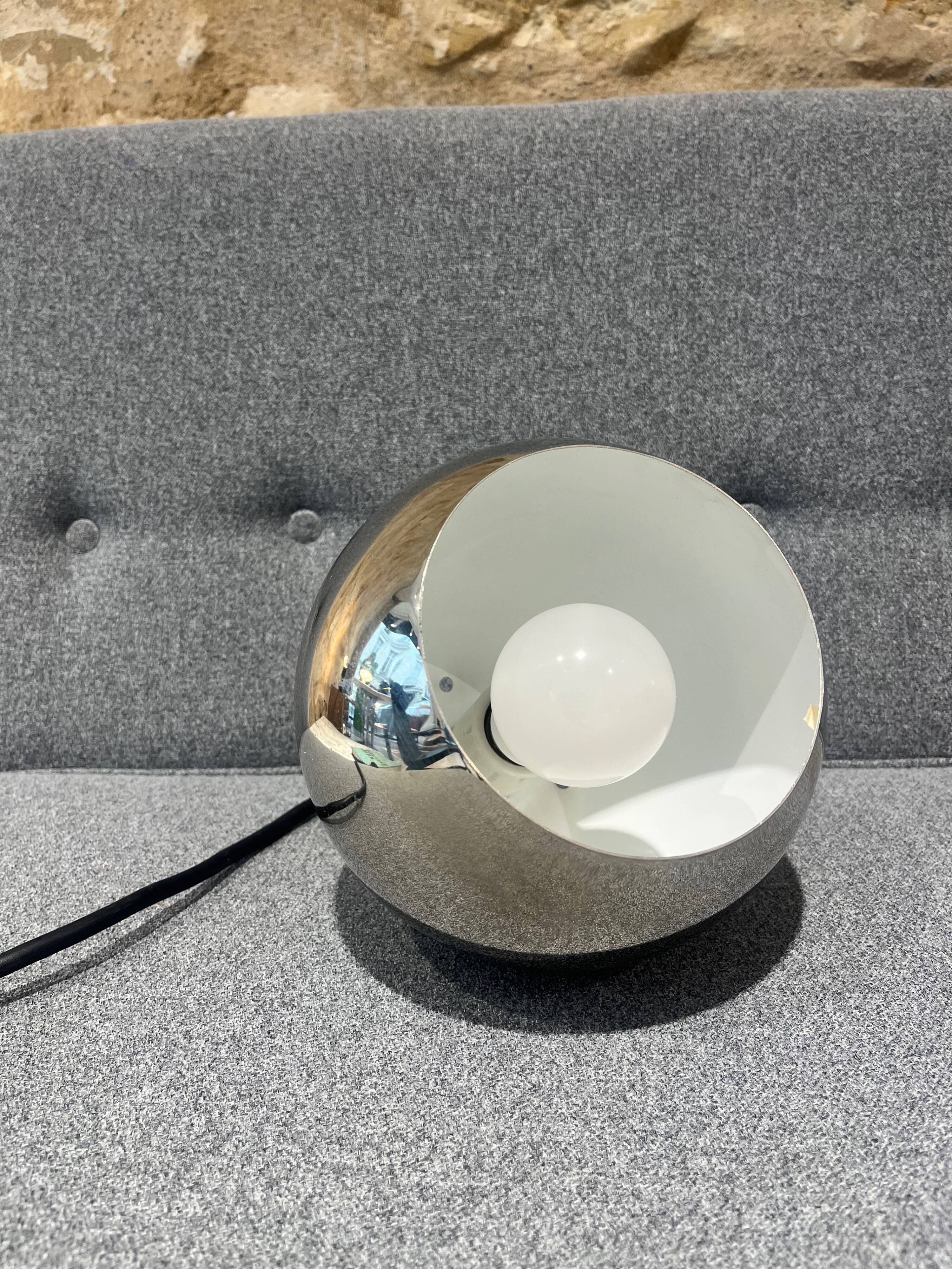 Chrome metal ball pendant light, 1970s