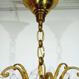6 Light Bronze And Crystal Chandelier