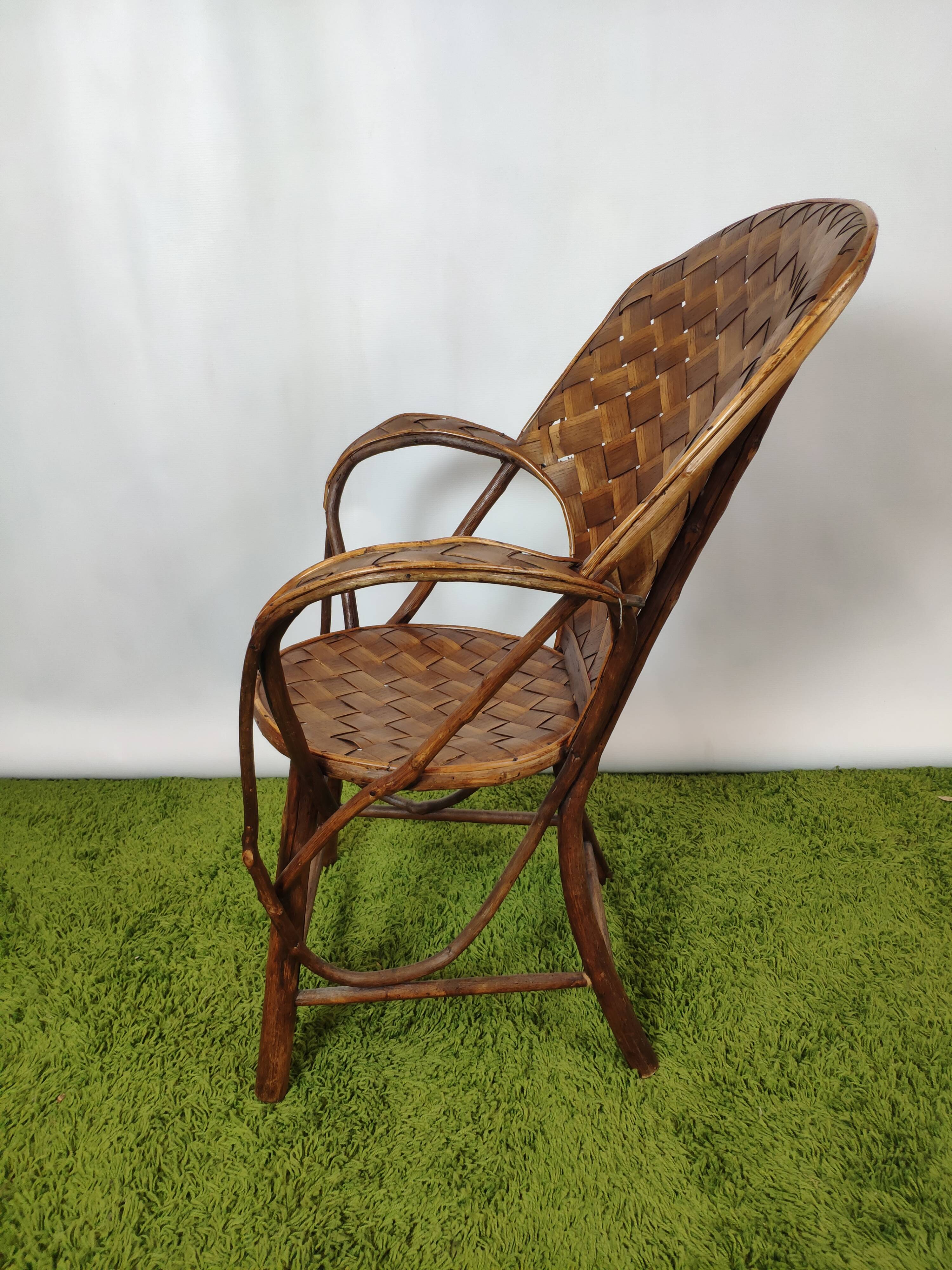 Vintage braided chestnut chair