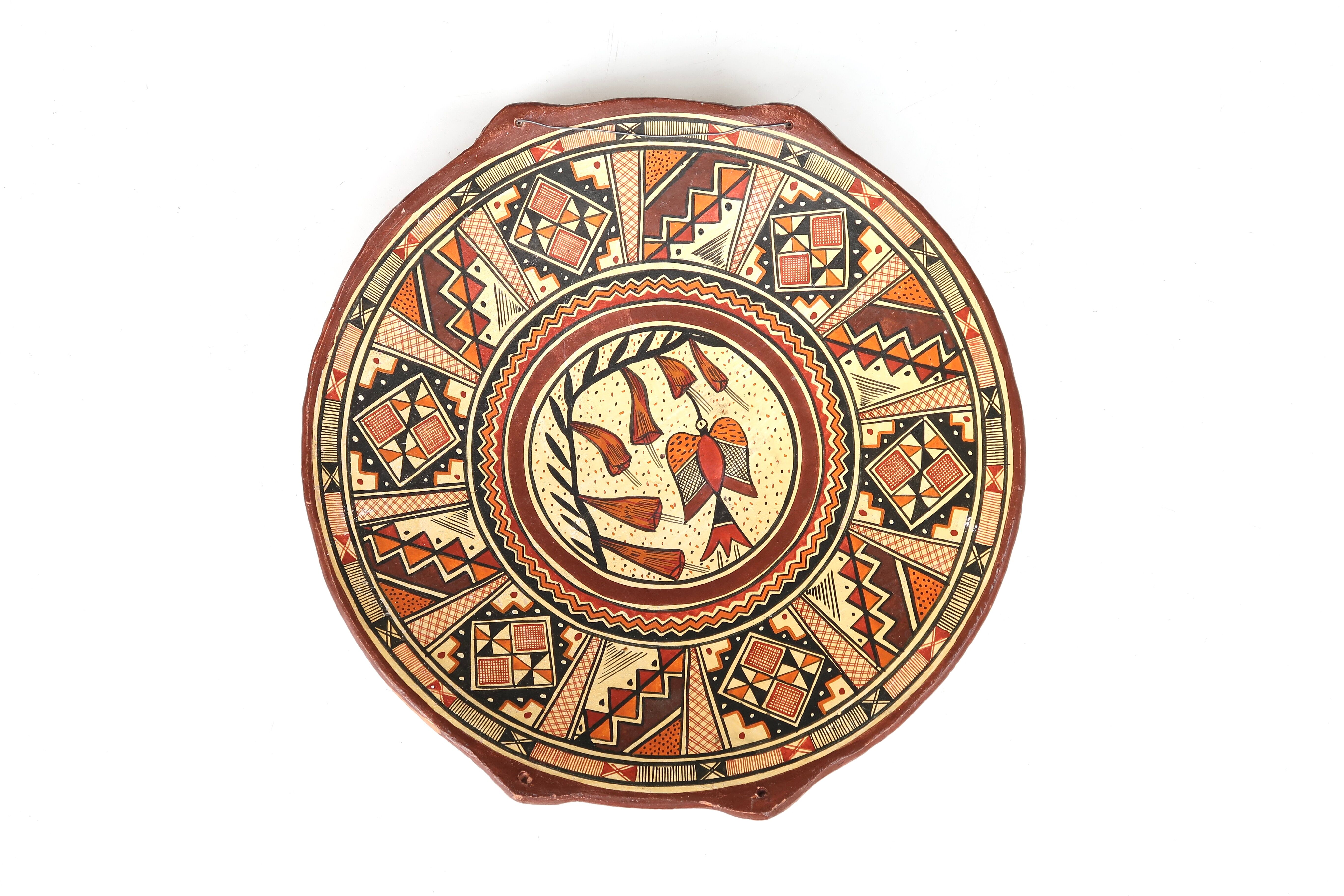 Painted terracotta wall dish from Peru, 70s