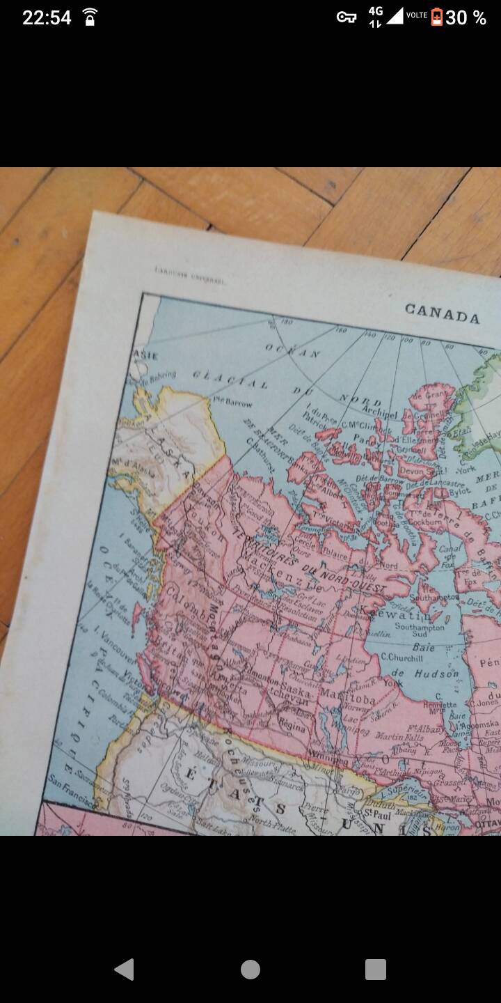 Map poster Canada Larousse encyclopedia board