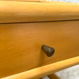 Wooden and bamboo bedside table 70s