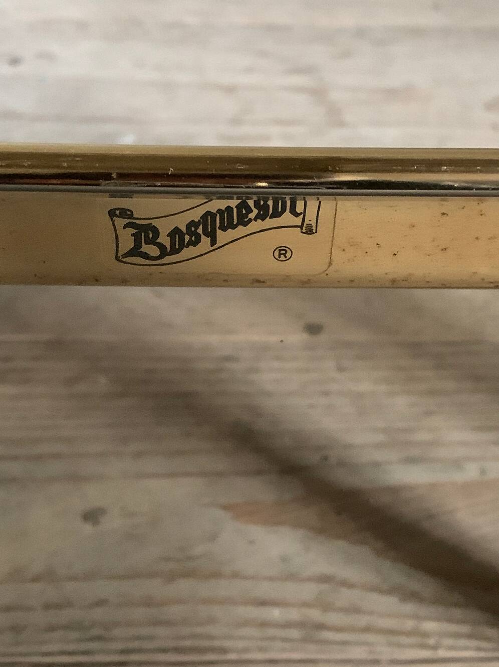 Vintage gold metal and smoked glass coffee table