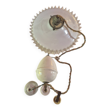vintage white ceramic suspension complete with its electrical system