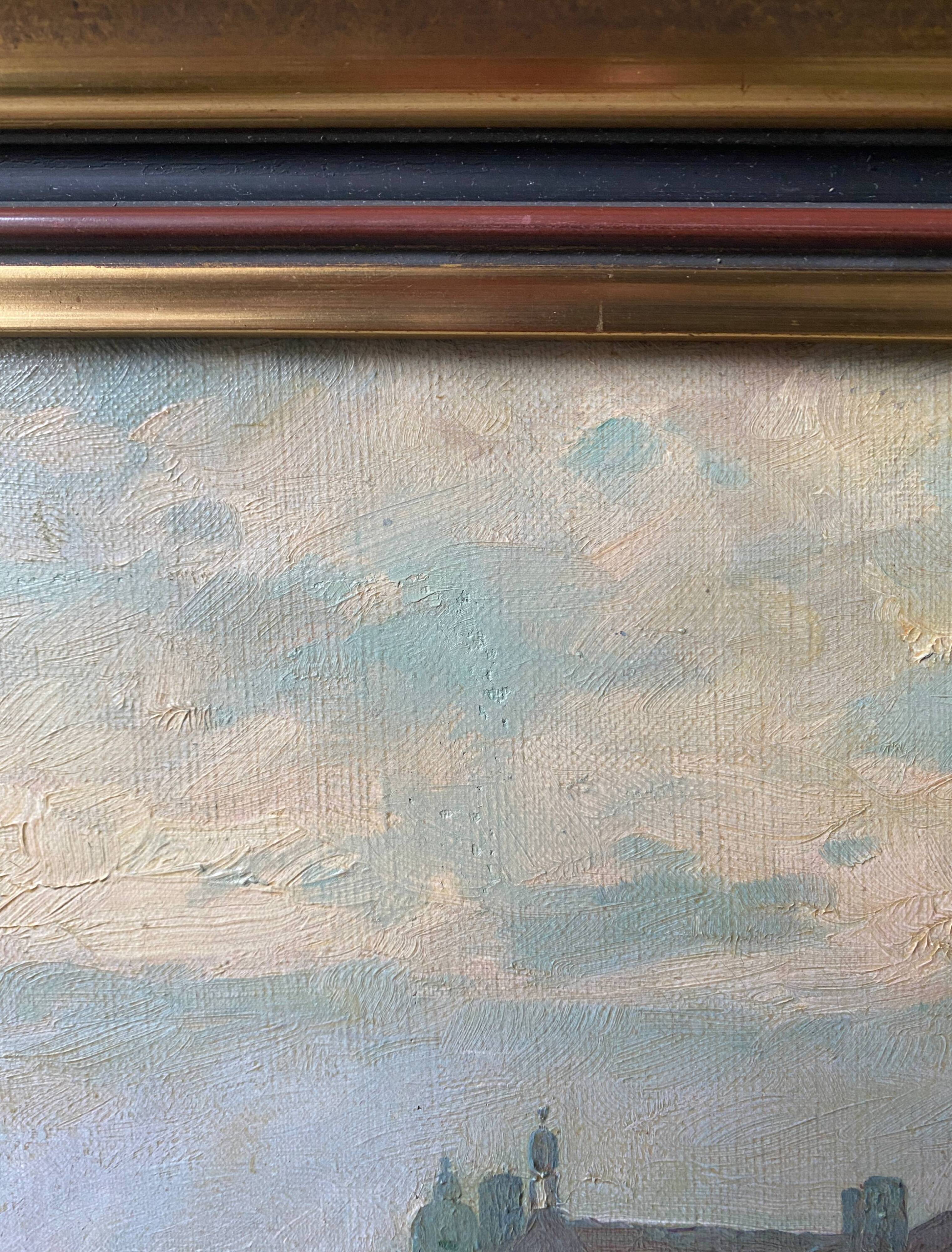 Hst painting "animated landscape" by hf vertet (1847-1924) known as l'abbé vertet