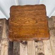 Antique louis xv style solid oak side table with curved legs vintage