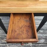 Small two-tone honey and black desk side table
