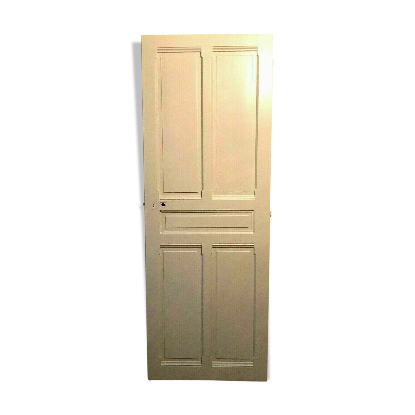 Passage door with three molded panels in solid fir, 20th century
