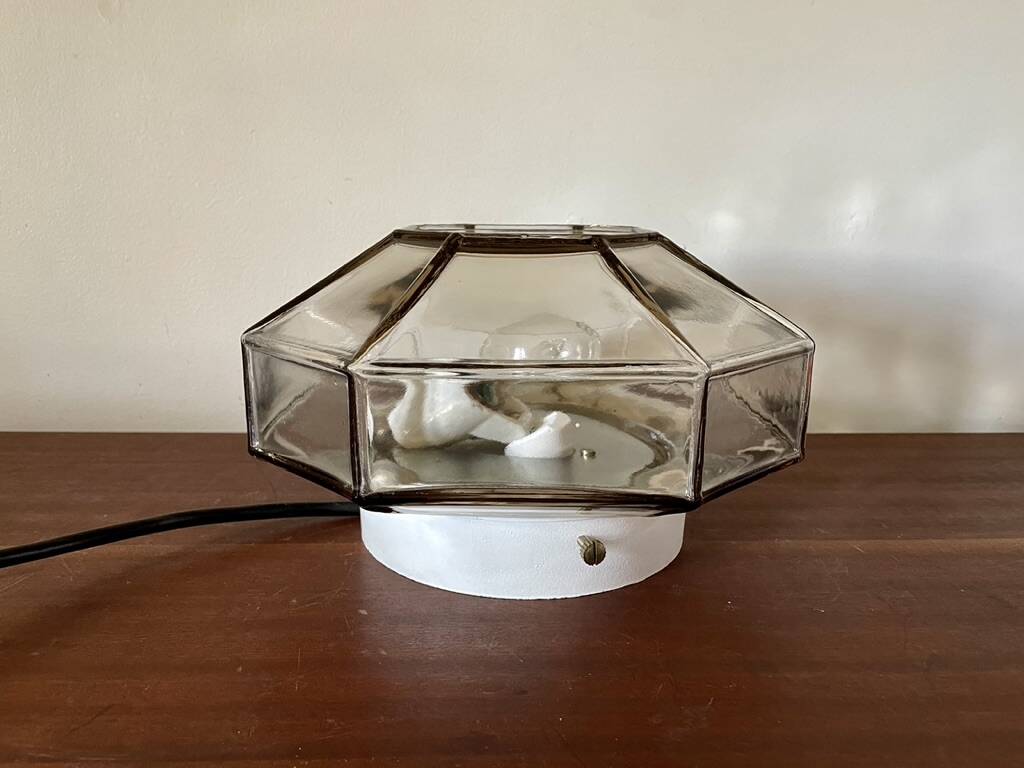 Smoked glass ceiling light ISMOS Italy 1970