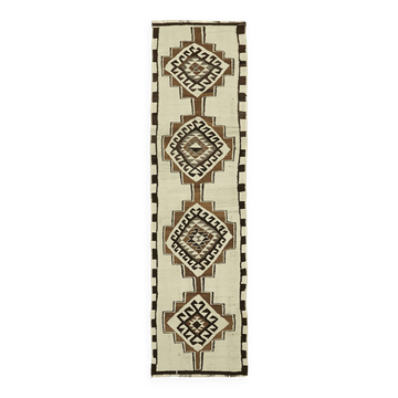 Turkish Handwoven Vintage Herki Kilim 90 cm x 310 cm