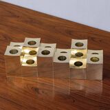 Groupe de bougeoirs en laiton massif cubiques par Gusum Metallslöjden, Suède