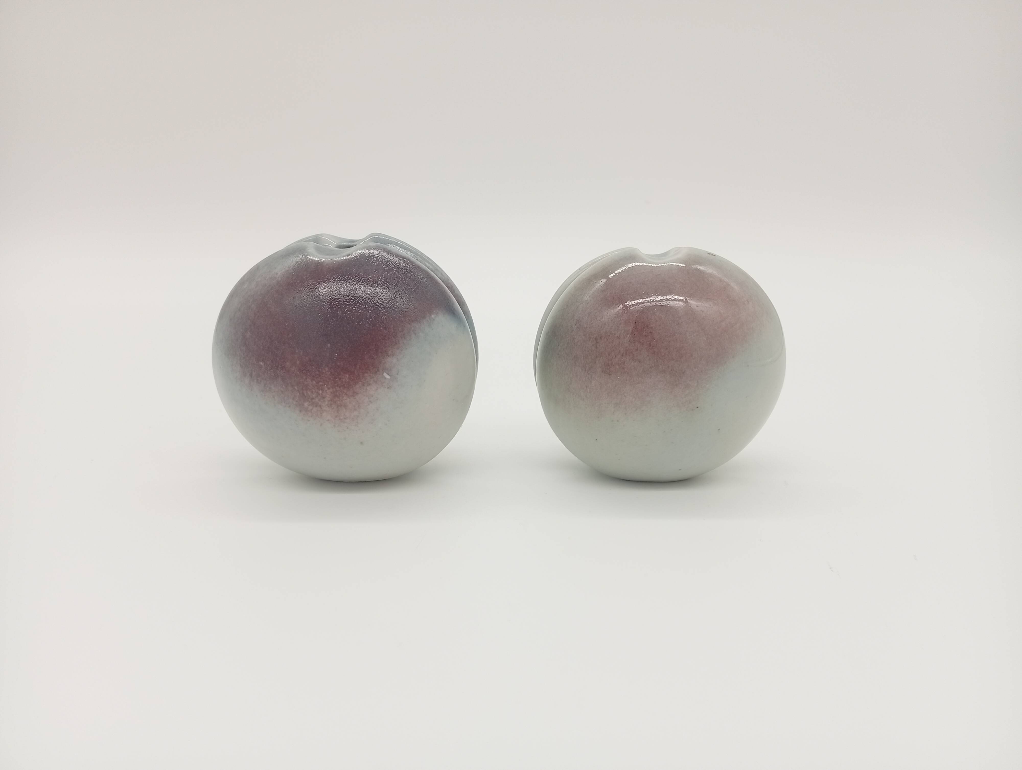 Duo 2 Vase Soliflore Lenticular Glazed Stoneware Grey Blue Purple Ceramic