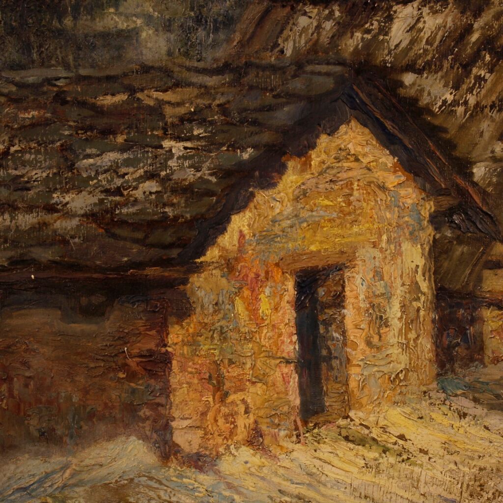 French mountain landscape signed painting