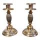 Pair of vintage silver-plated metal candlesticks