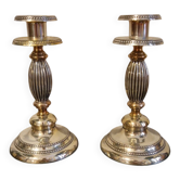 Pair of vintage silver-plated metal candlesticks