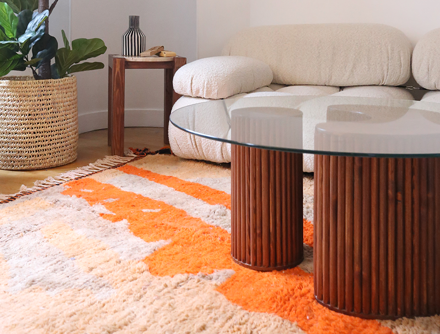90cm wooden coffee table with glass top