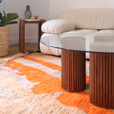 90cm wooden coffee table with glass top