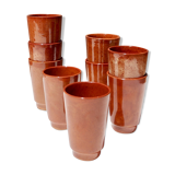 Set de 9 tasses gobelets en grès vernissé