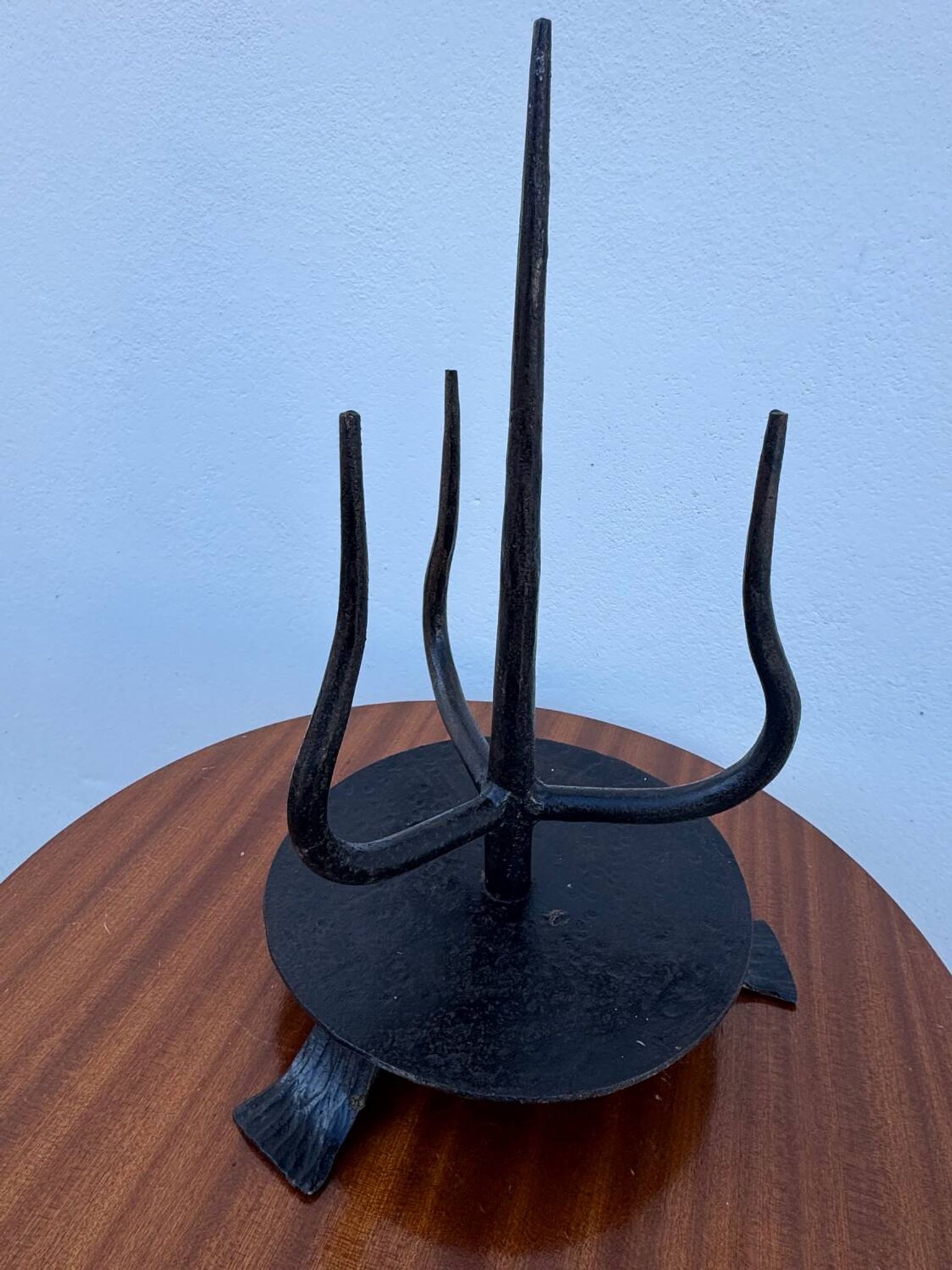 Brutalist wrought iron candlestick holder
