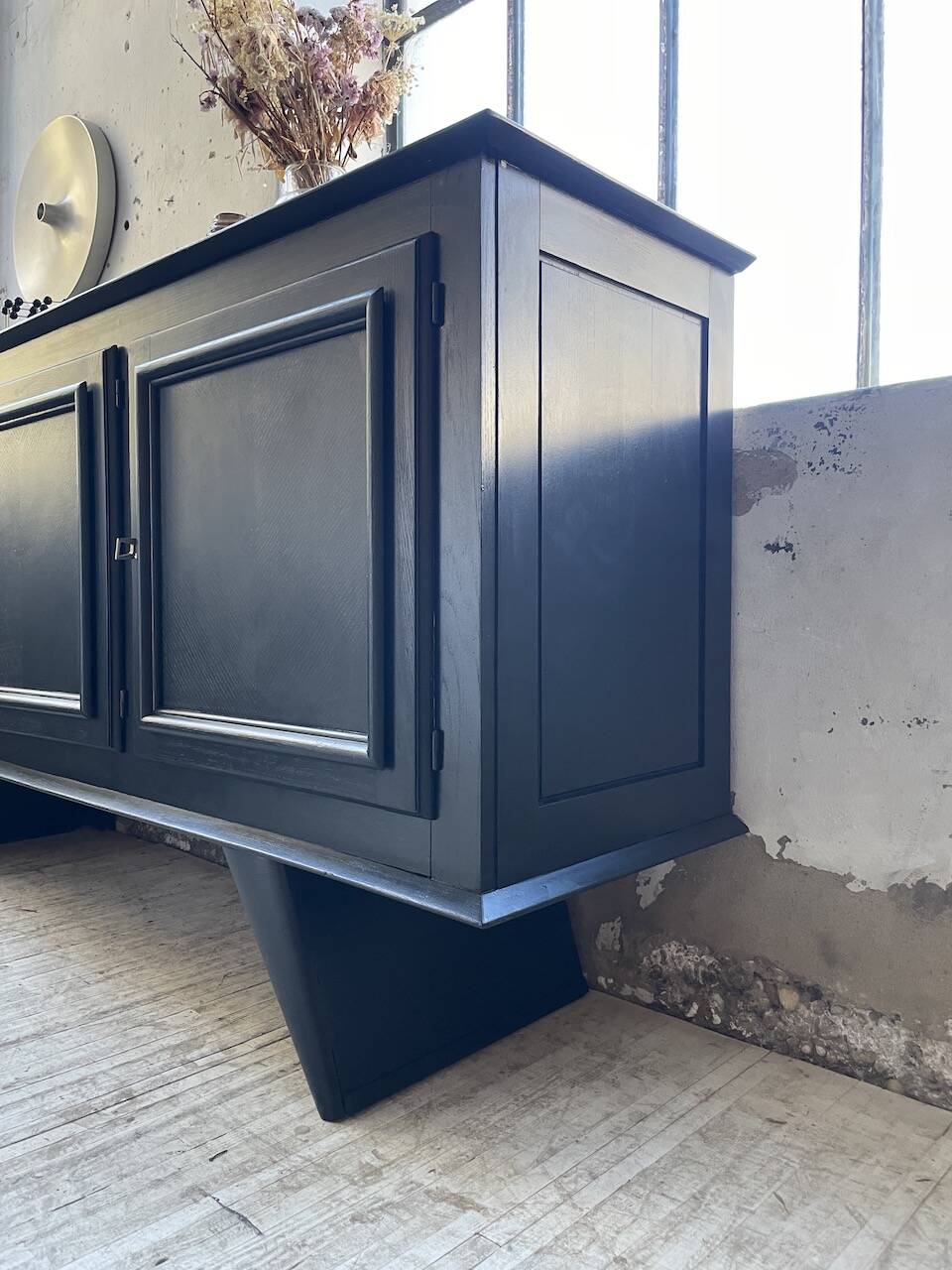 60s brutalist black sideboard