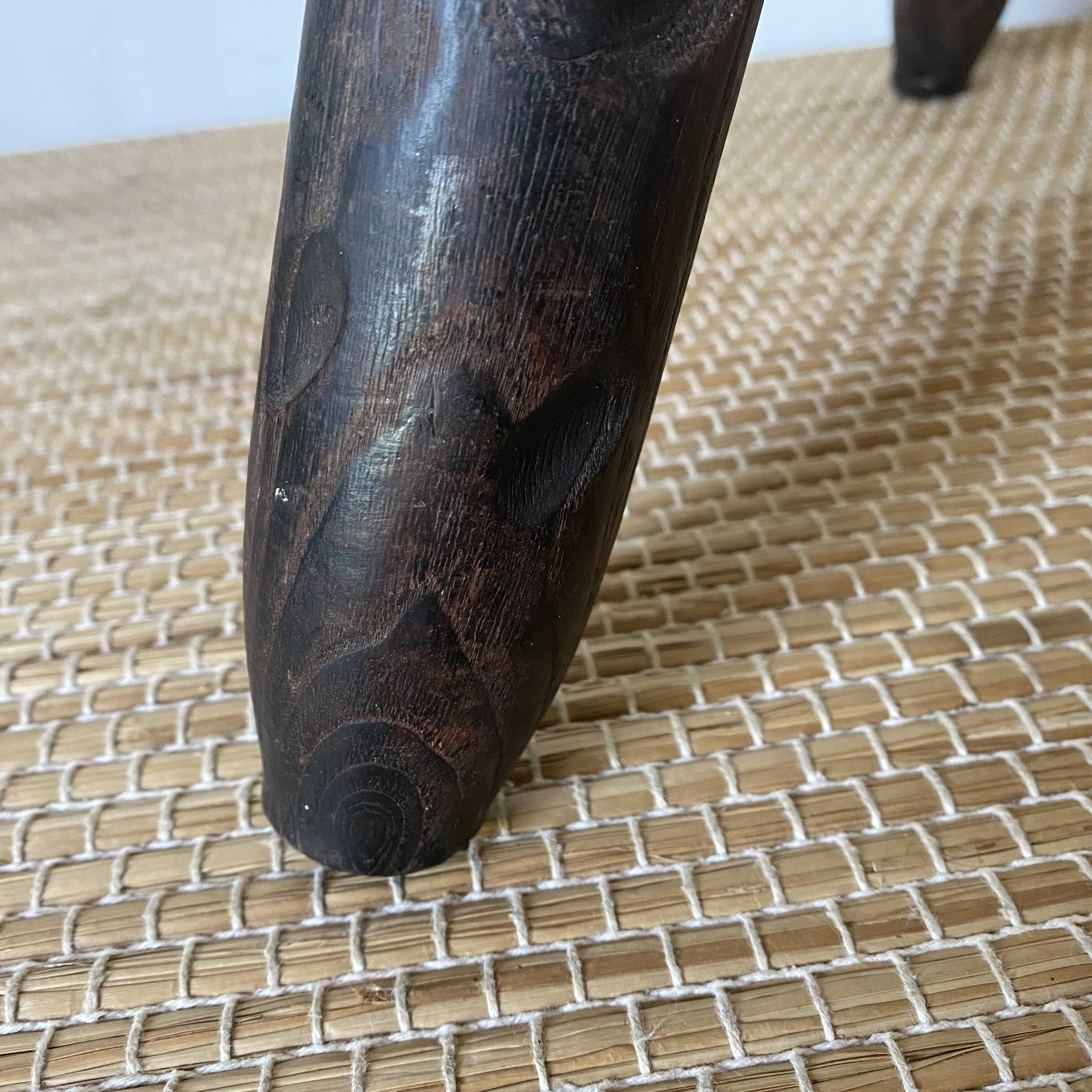 Vintage Spanish tripod chair in carved wood