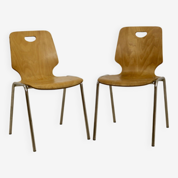 Pair of stackable chairs in Plywood plywood. Ref Leo.