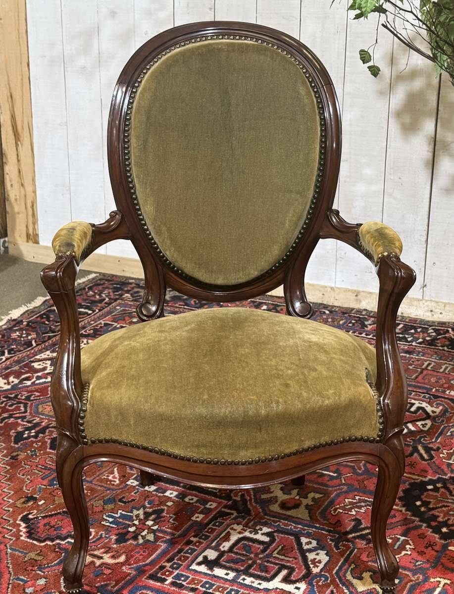 Paire de fauteuils Napoléon III XIXème en acajou