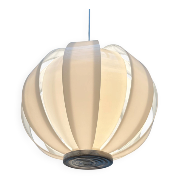 Lampe suspension lune lamellaire de l'ère spatiale du milieu du siècle, années 1960