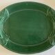 XXXL oval earthenware centerpiece dish with pearl decor, green covered, 1960s