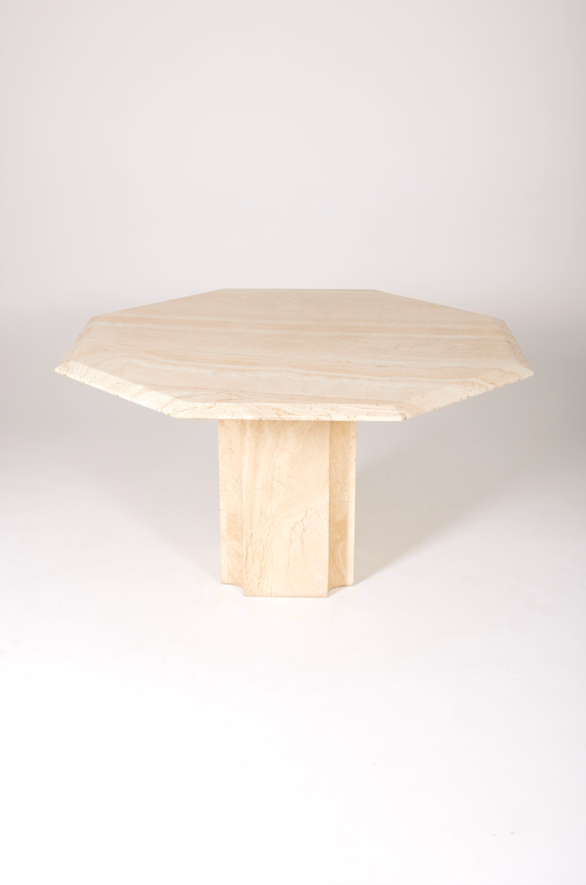 Hexagonal travertine dining table, 1970s