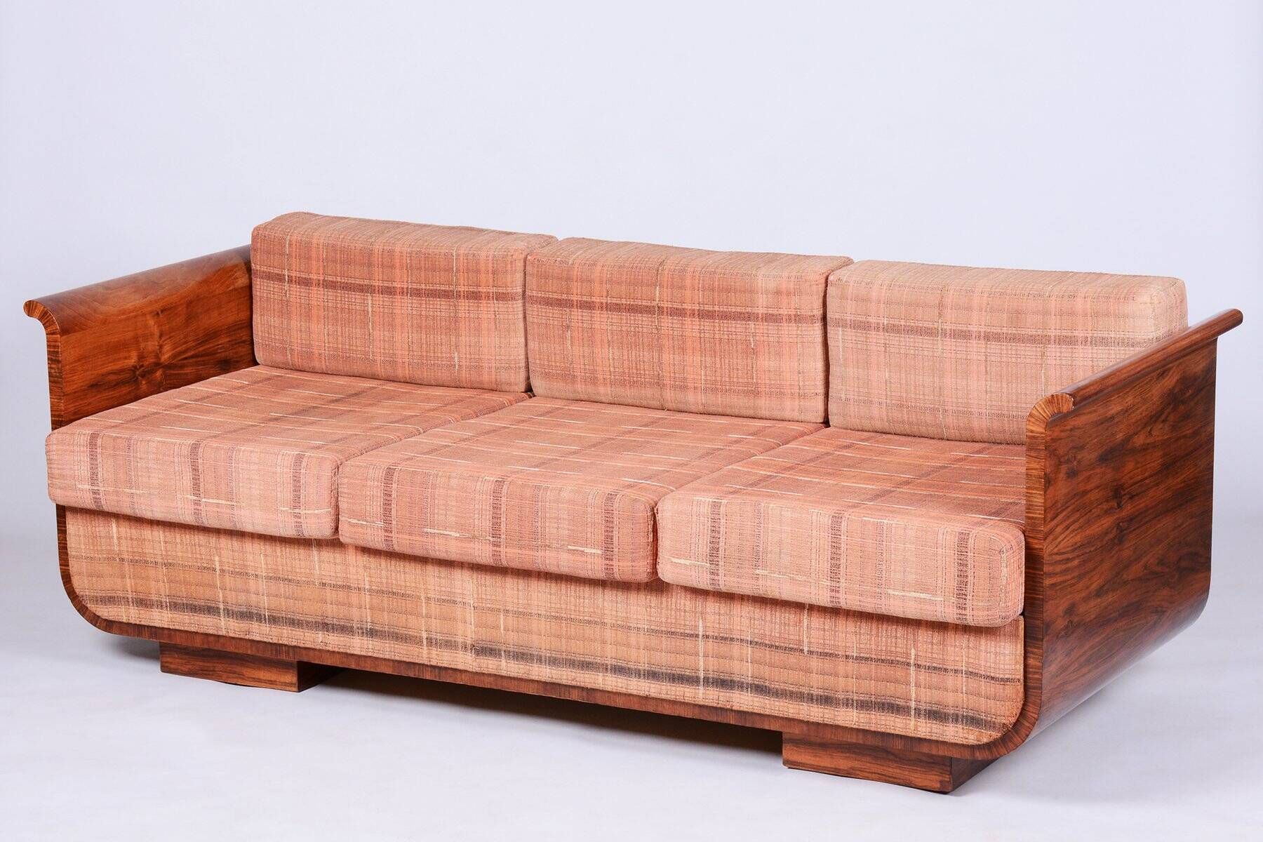 Art Deco Walnut Sofa by J. Halabala for Up Zavody, Czech, 1930s