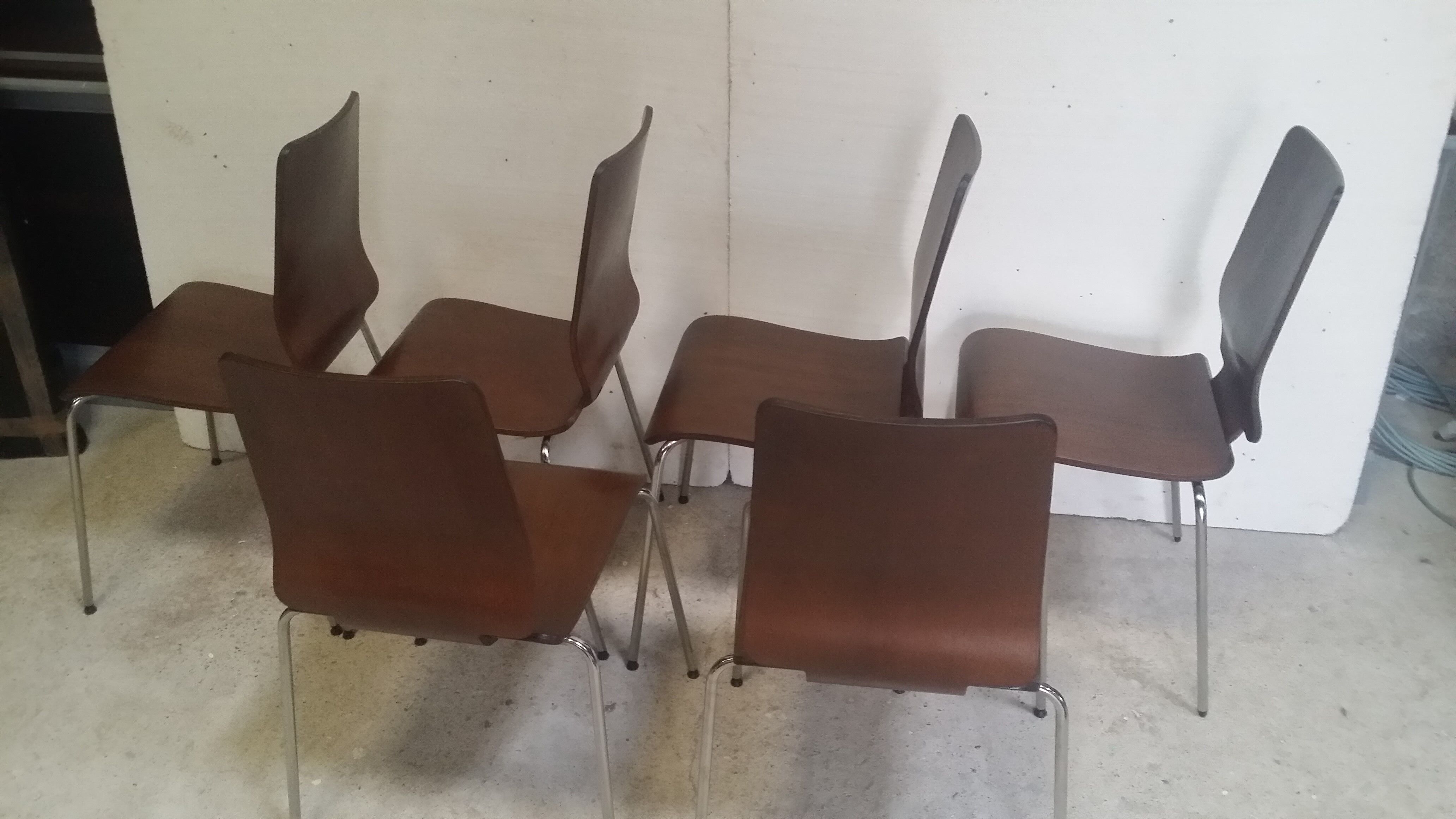 Set of 6 Danish thermoformed chairs