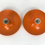 Pair of Space Age Teka wall lights, Germany in aluminum, Flush, Disc, 1960-70