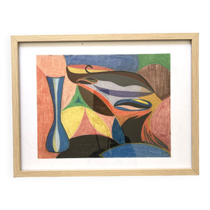 Vintage cubiste nature - pastel